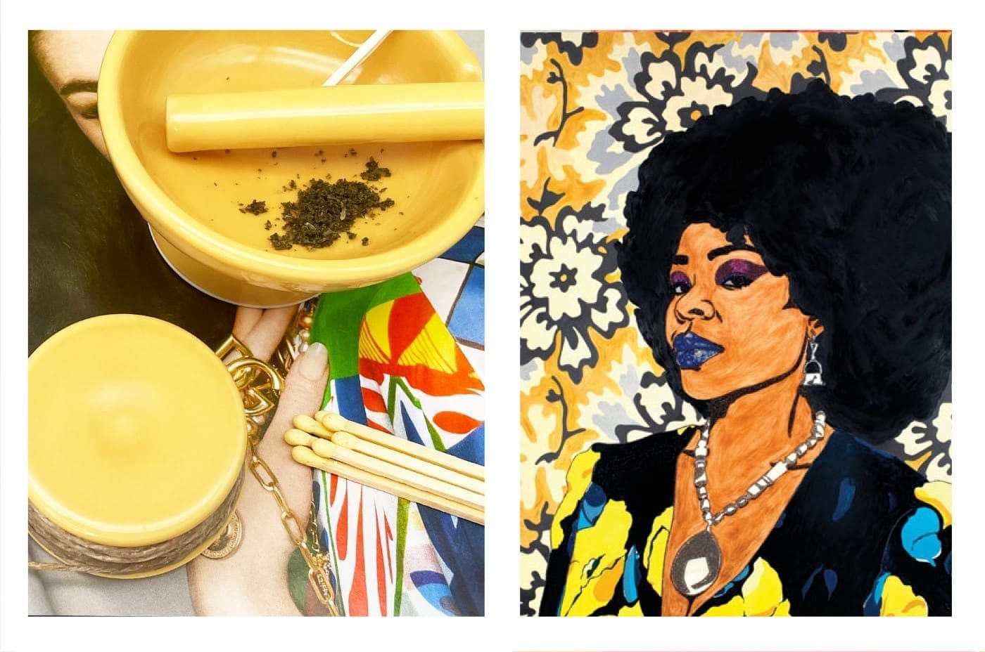 Mickalene Thomas is the Inspiration for House of Puff's gorgeous Mickalene Marigold luxury smoking accessories