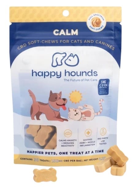 Happy Hounds CBD dog treat come in a smoky bacon flavor your pup will love