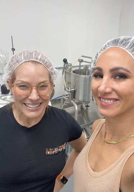 House of Puff founders, Holly Hager and Kristina Lopez, at our processor refining The Spritz formulas